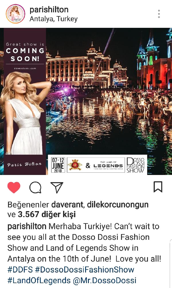 Paris Hilton’dan ‘Merhaba Türkiye’ Mesajı
