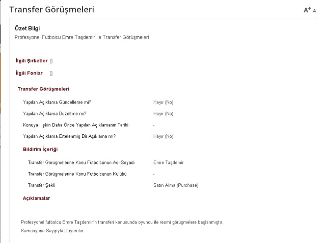 Galatasaray Emre Taşdemir’i Kap’a Bildirdi