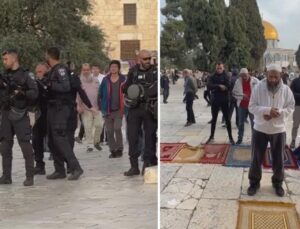 Mescid-i Aksa’da sabah namazı gerginliği! İsrail güçleri bir kere daha Filistinlileri engelledi
