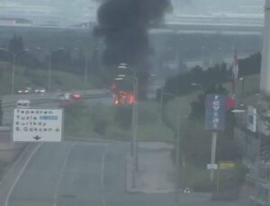 TEM Otoyolu’nda Tıp Otobüsünde Yangın Çıktı